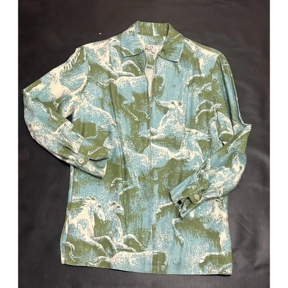 Rough Rider Tops - Vintage 60s Lady R. Rough Rider Western Shirt Psychedelic Horse USA AOP Boho